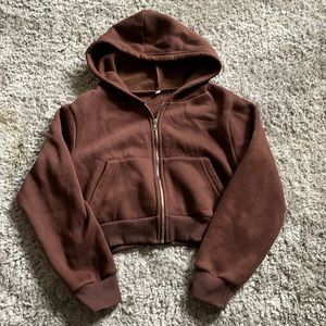 cropped zip-up hoodie